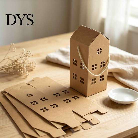 Art And Craft Gift Boxes 10PCS House Shaped Paper Candy Boxes, Hollow Design Cardboard Treat Containers with Portable Bags Handles Handle, Decorative