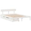 VidaXL Cadre de lit avec tiroirs blanc 150x200 cm bois de pin massif, sommier, cadre de lit double, cadre de lit en bois 3301517