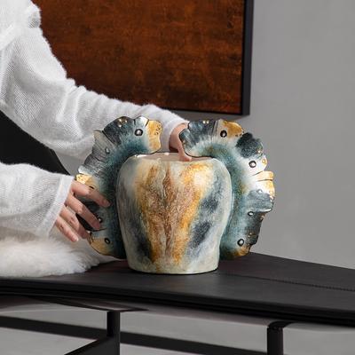 Creative Hand-painted Ceramic Vases Wavy Patterned Wings Ceramic Handicraft Floral Arrangement Accessories Home Decoration