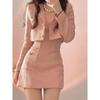 2023 Fall/Winter Pink Socialite Temperament Two-Piece Set: Jacket & Vest Dress