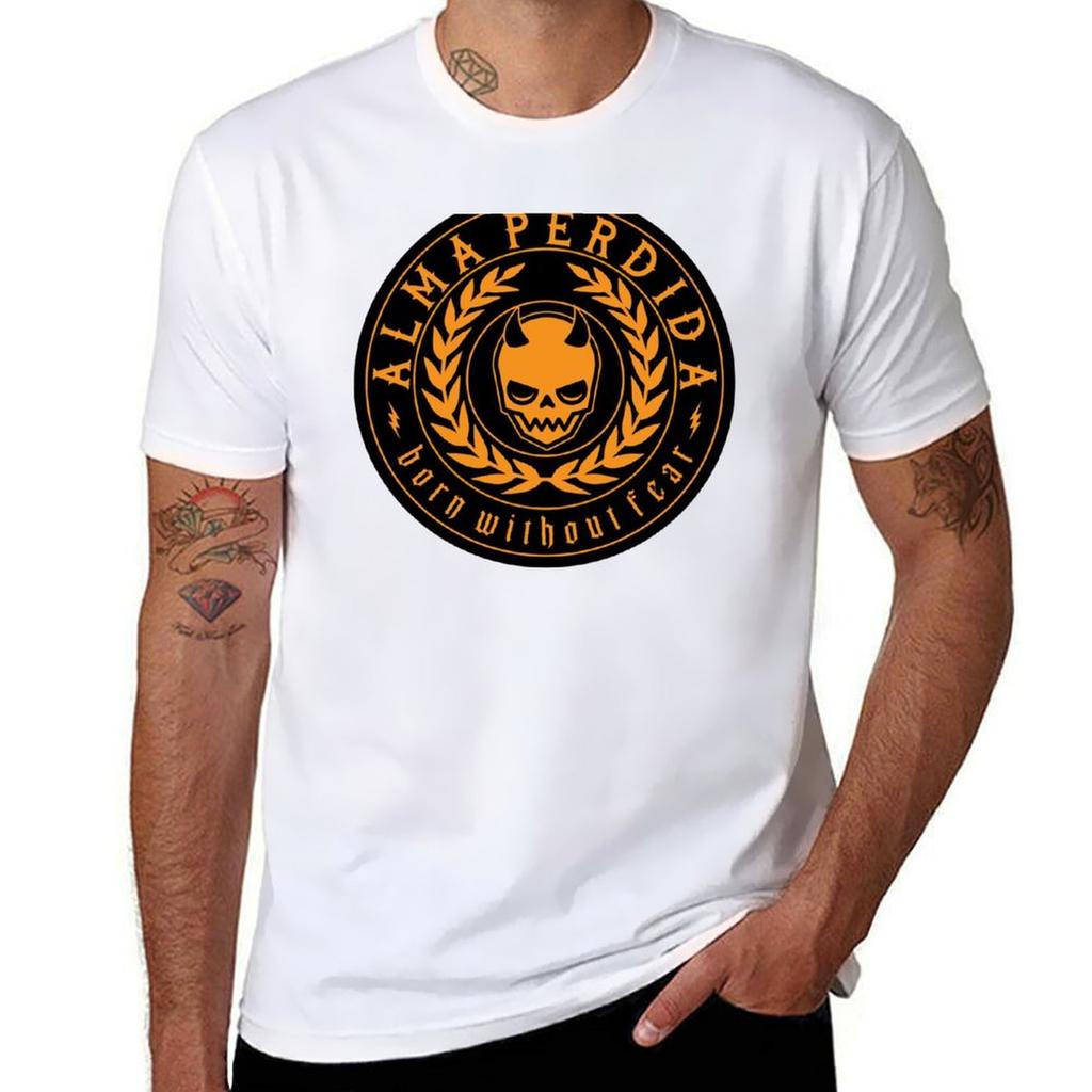 Alma Perdida Skull yellowblack TShirt Comfort Stretch Tee Shirt