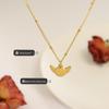 Gold-Plated Geometric Wing Pendant Necklace: Japanese-Korean Design with Titanium Steel Clavicle Chain
