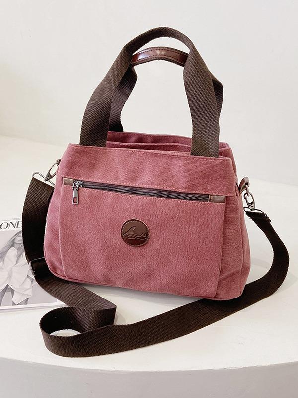 Retro casual women's bag canvas women's hand-held shoulder messenger bag women's large-capacity multi-compartment canvas bag