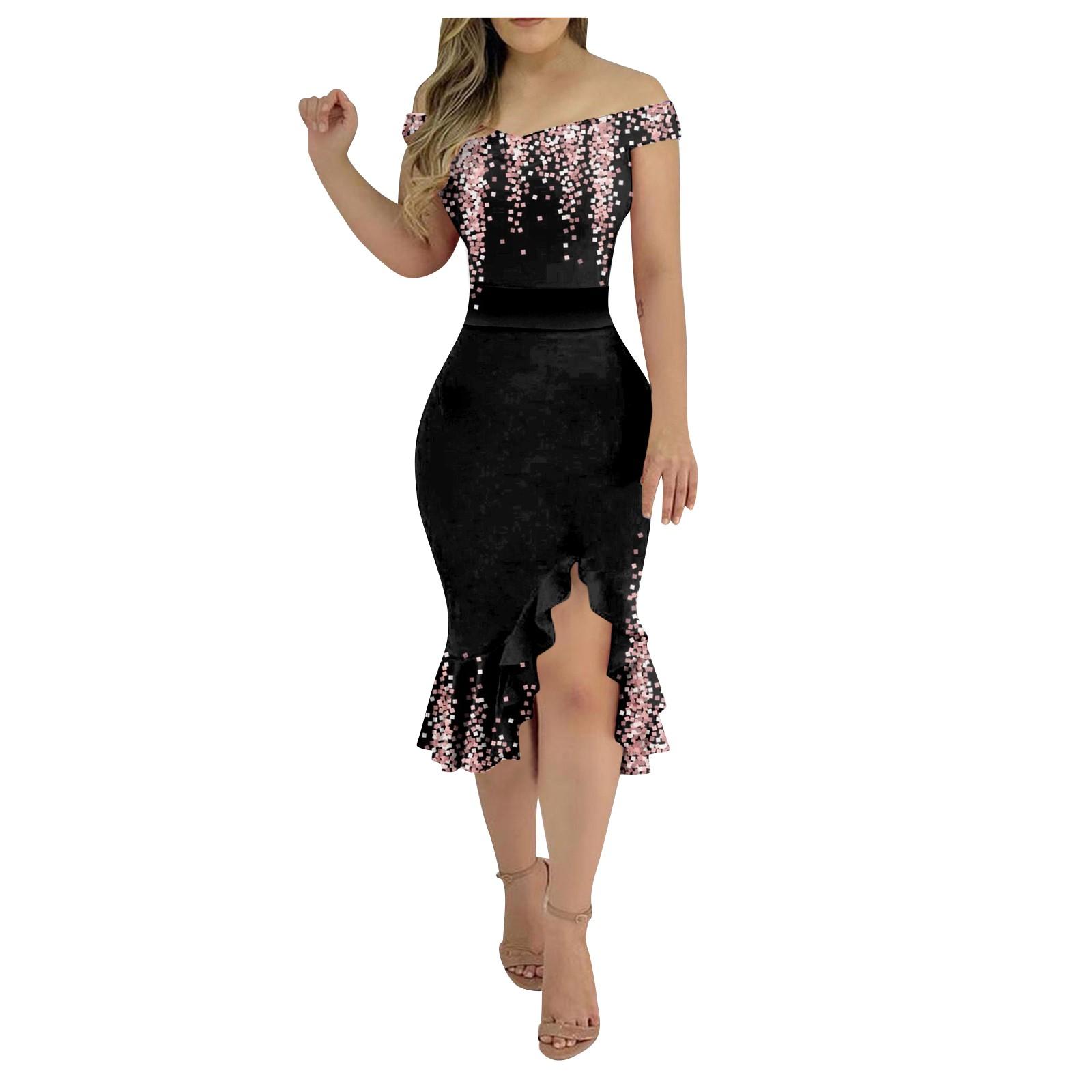 

Женские повседневные платья для вечеринок с цветочным принтом, нерегулярный подол на одно плечо, сексуальное платье русалки с открытой спиной XL розовый