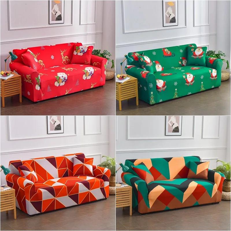 

1/2/3/4 Seater Elastic Sofa Slipcovers Christmas Decoration Sofa Cover L-shape Corner Sectional Couch Slipcover Protector 1-Seat-90-140cm