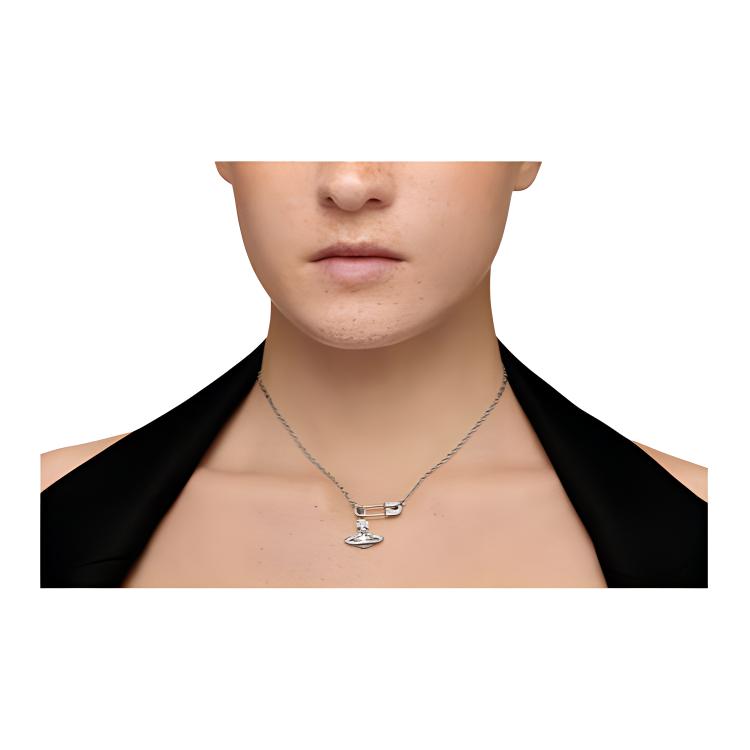 Vivienne Westwood Ball Design Brass Crystal Necklace Women necklace Silver 8050889135906