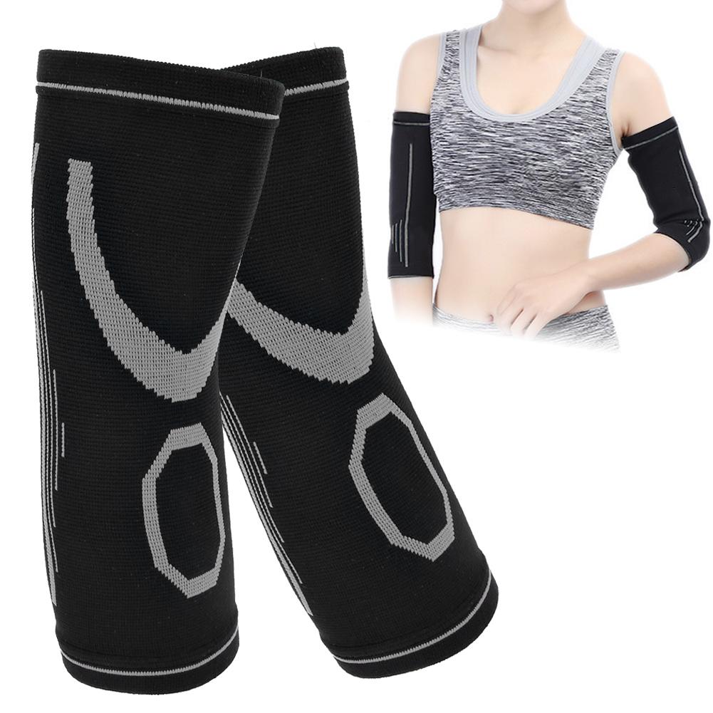 Outdoor Sport Ellbogenstütze Armschutz Rutschfest Warmhalten Kompression zum Laufen Alle Jahreszeiten(SchwarzGrau )