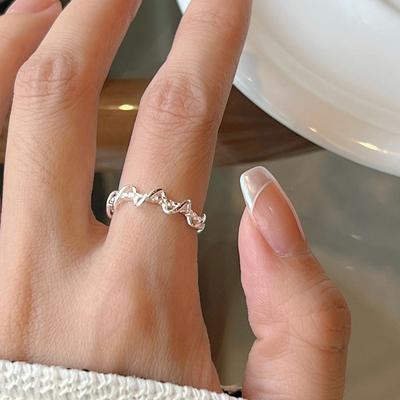 925 Sterling Silver Irregular Winding Line Ring Female Simple Opening Ring