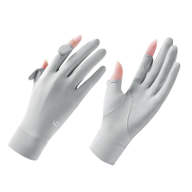 Women's Ice Silk Sun Protection Gloves - Lightweight, Breathable, Anti-Slip, UV Shield for Summer Cycling.