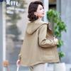 Women's Casual Hooded Zipper Jacket for Middle-Aged