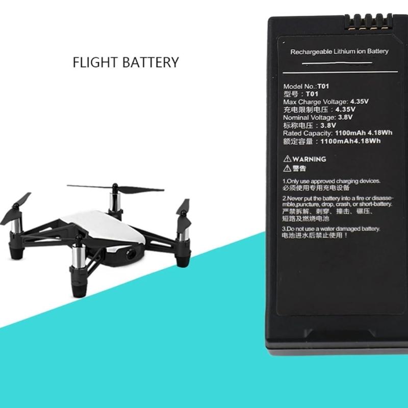 Extended Flight Time 1100mAh LiBattery for Tello Quadcopters Intelligent Chip Protections High Capacity Battery
