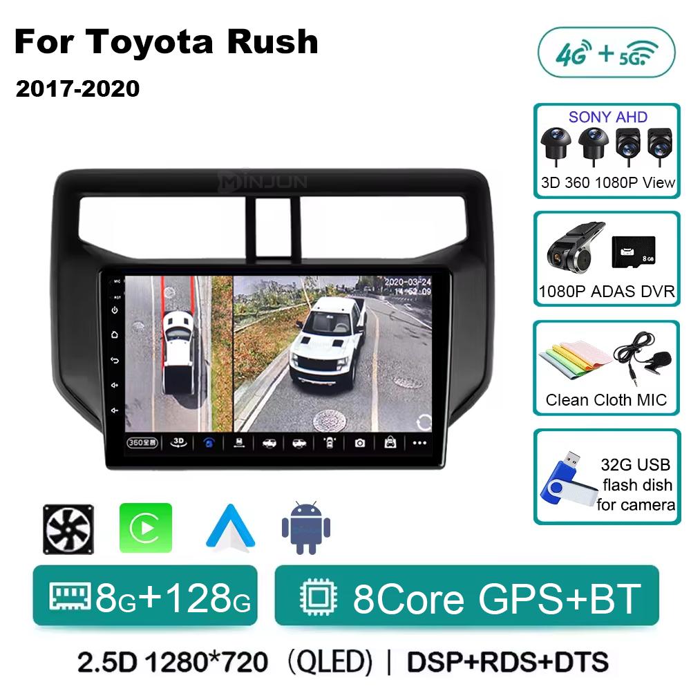 Android14 Car Radio For Toyota Rush Daihatsu Terios 2017 2018 2019 2020 Carplay Auto Player GPS Stereo WIFI+4G 360 Camera BT DSP