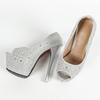Fashion Eilyken Spring Platform Women Pumps Sexy Sequined Cloth Peep Toe Mule Shoes Elegant Stiletto High Heels Pole Dance Sandals