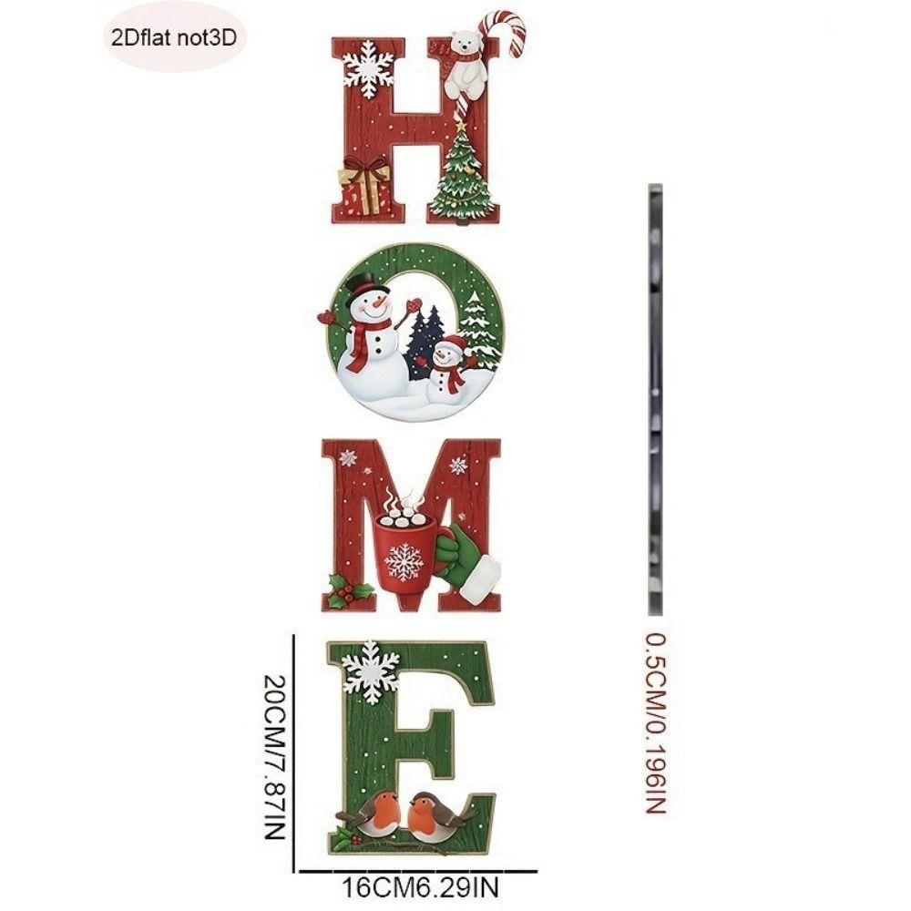 4 Pcs Self Adhesive Home Letter Decor Wooden Wall Decor Cartoon Christmas Wall Decoration Porch