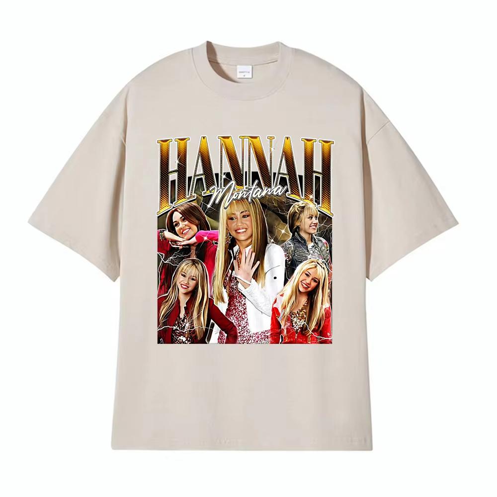 Hannah Montana Vintage Pop Graphic Tshirt Unisexs and Womens Clothing Fashion Aesthetic T Shirt ONeck Cotton Tshirt Streetwear