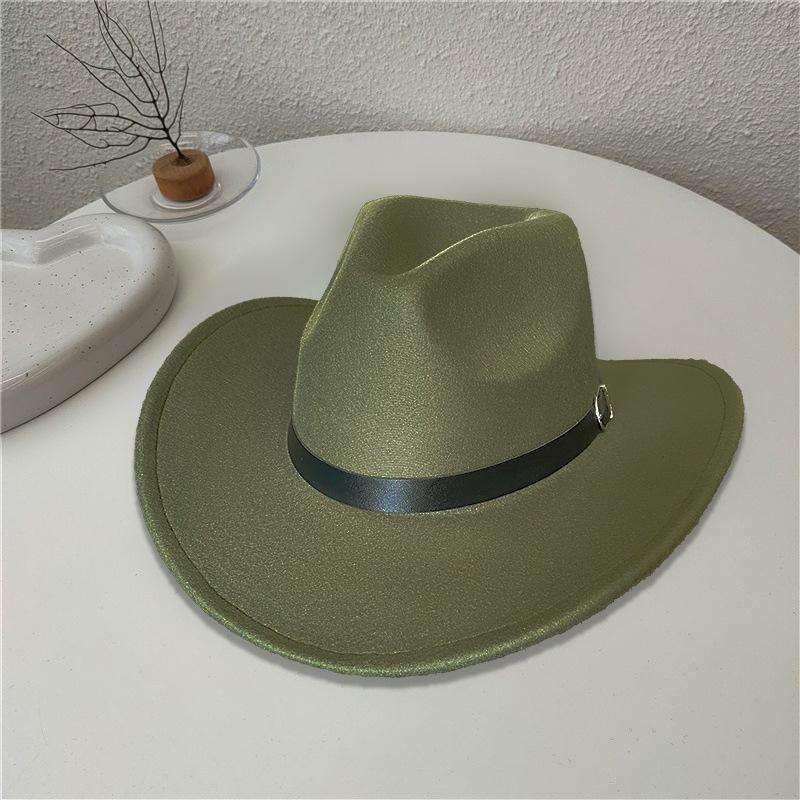 Jazz hat men's and women's outdoor riding cowboy hat high-end fashion versatile top hat European and American warped felt hat