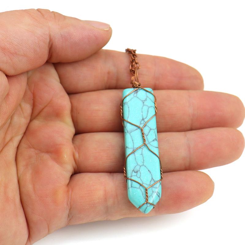 TikTok Live Handmade Amethyst Sword-Shaped Net Bag Pendant Necklace (N505)