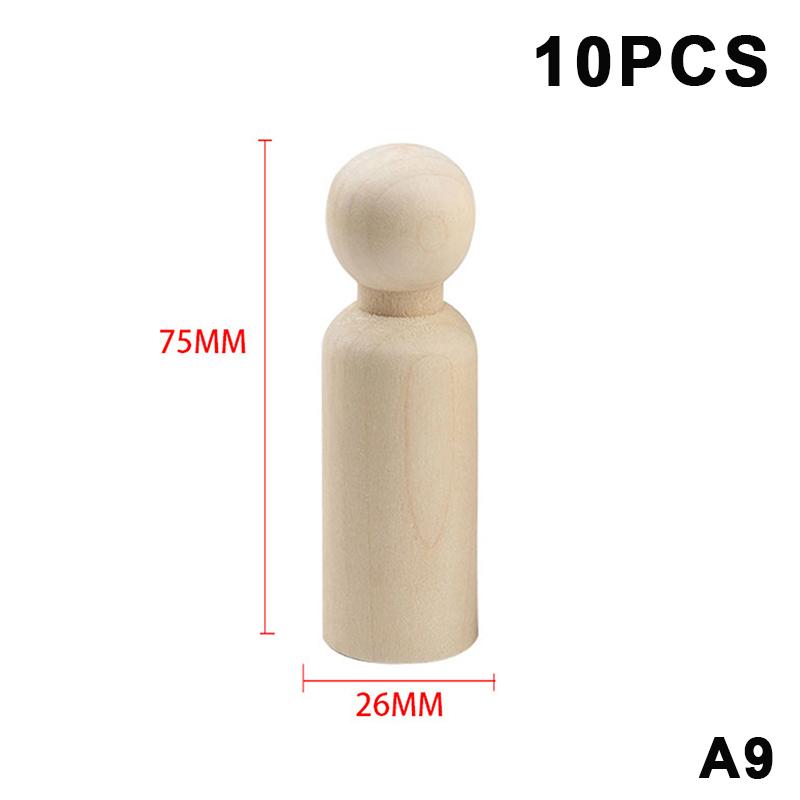 10Pcs Unfinished Wooden Figures Suitable Natural Color Unfinished Wood Peg Dolls Women Men Wooden Peg Dolls Diy Paintable Home