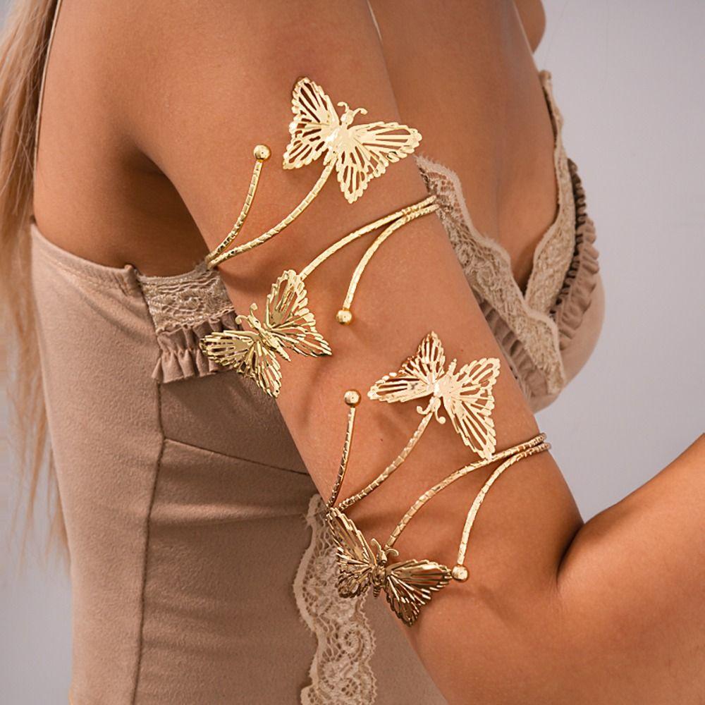 Elegant Women Arm Bracelet Spiral Armlet Jewelry Beach Jewelry Metal Open Cuff Bangle  Summer