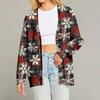 Women's Fashion Long Sleeve Christmas Print V-Neck Button Loose Cardigan Top