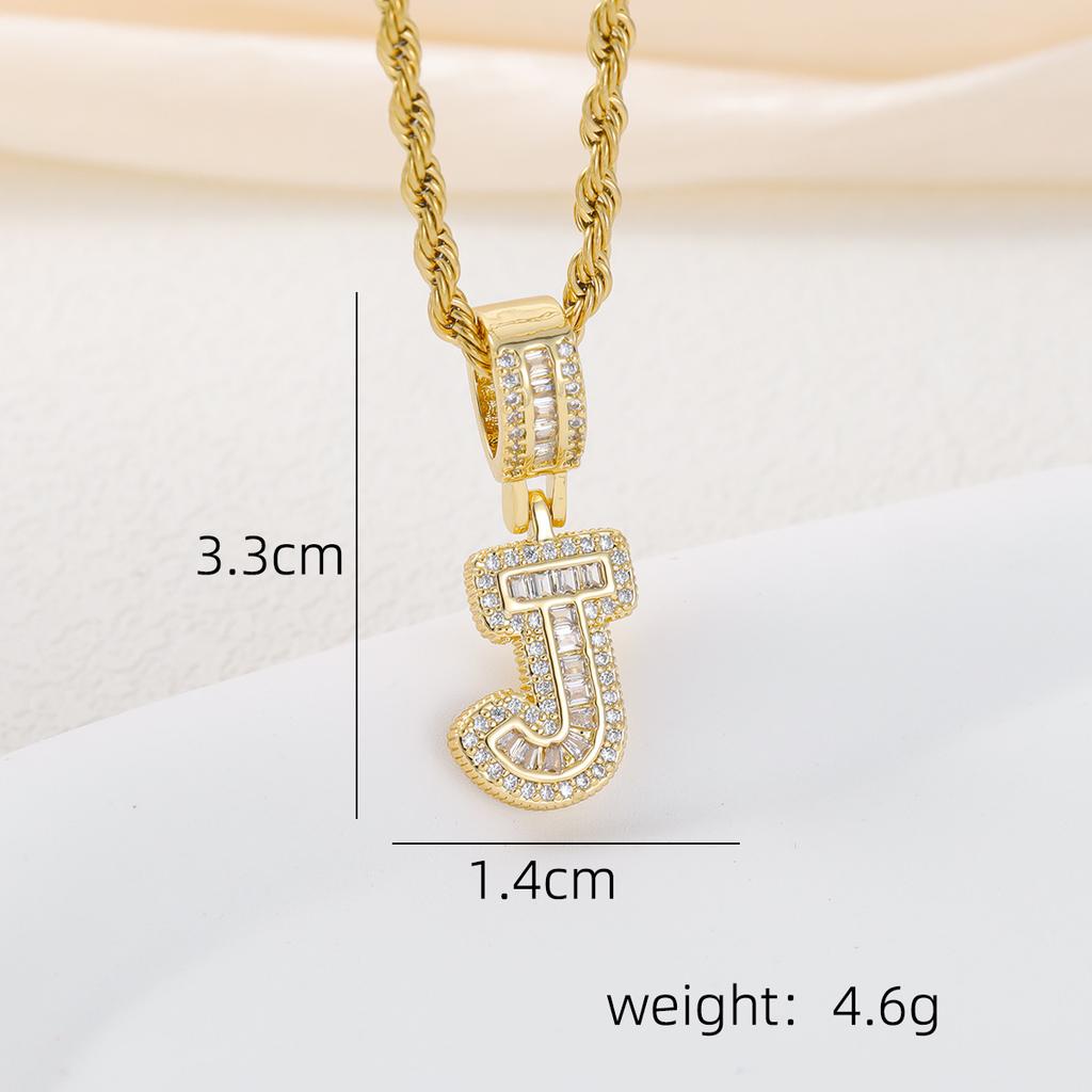 2025 New Initial Letter Necklace Women Men Cubic Zirconia Initial Pendant Necklace Rope Chain English A-Z Letter  Gift
