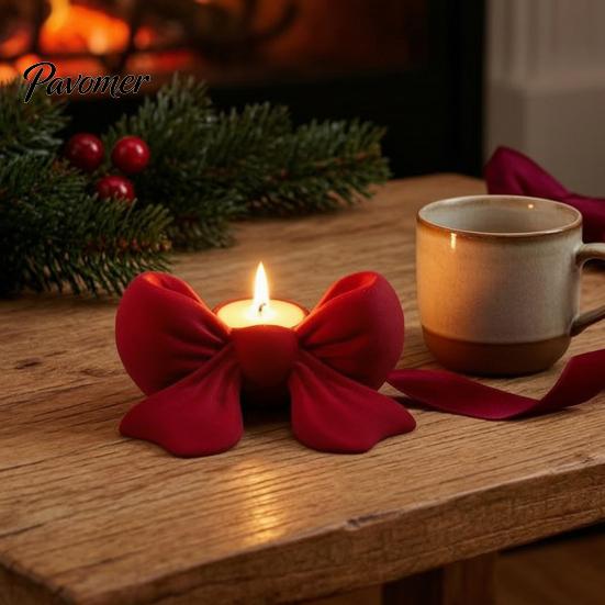 Photography Prop for Wedding 3D Printed Bow Candle Holder, Decorative Candlestick Stand Scented Candles Cute Bowknot Sculpture Home & LED Tealights,