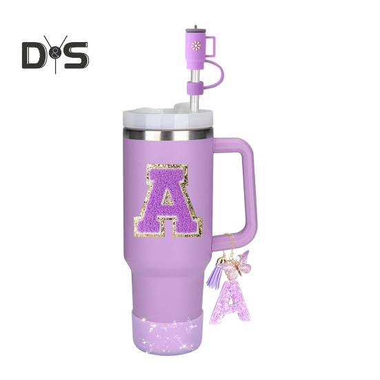 7Pcs Cup Accessories Set for 30/40oz Tumbler Silicone Straw Lid Spill-Proof Stoppers Handle Charm Initials Sticker Durable Personalized Mug