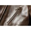 Chinese Size Style RL Top Layer Oil Waxed Cowhide Real Leather Jacket Men Stand Collar Brown Coat Men's Biker Jacket Spring Autumn