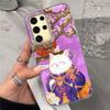 Korean Cute White Cat Vortex Pattern Girls Phone Case for Samsung Galaxy S25 Edge S24 S23 S22 S21 S20 FE Plus Ultra Bags Cover