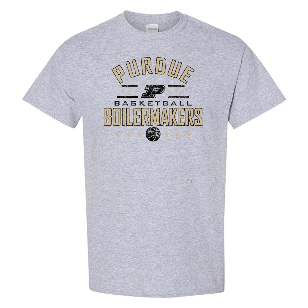 Purdue Boilermakers Basketball Stars T-Shirt - Sport Grey