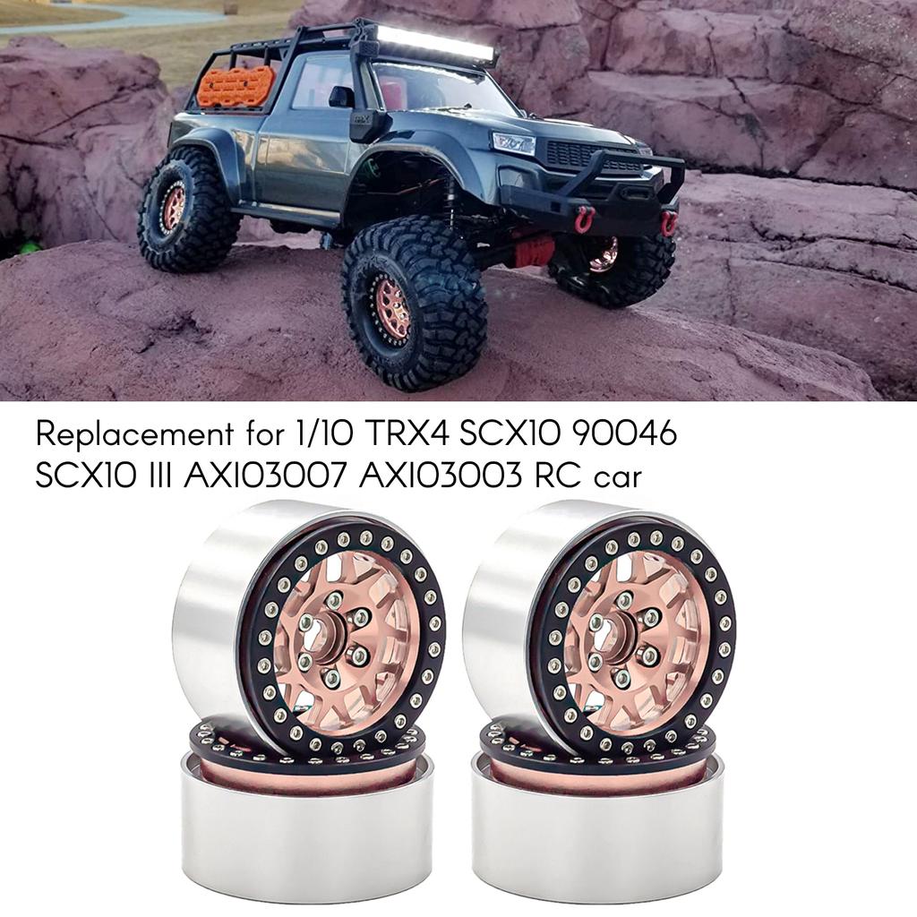 Aluminum Alloy Wheel Rim Beadlock Wheel Rims Hub 4pcs 1.9inch Replacement for 1 10 TRX4 Axial SCX10 90046 SCX10 III