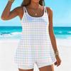 Women's Swimwear Tankini 2 Piece Swimsuit Geometric Color Collision Pattern Vacation Bathing Suits