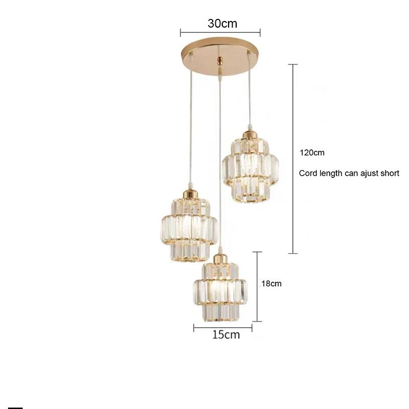 Dining Room Crystal Chandelier Golden Kitchen Island Hanging Light Interior Decor Luxury Modern Led Ceiling Lamp Pendant Light