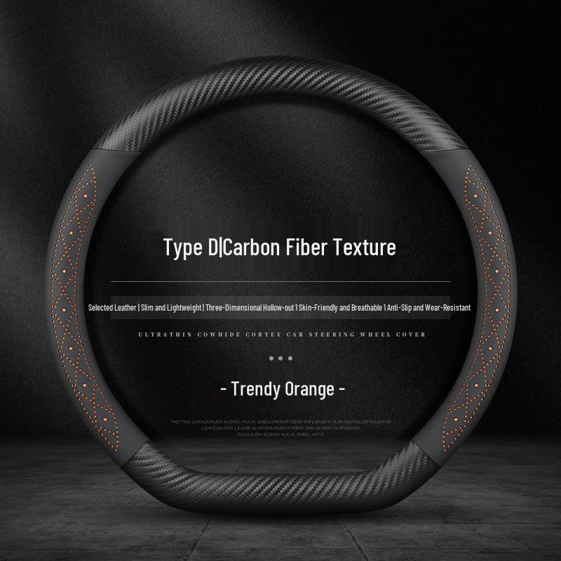Universal Nappa Leather Steering Wheel Cover - Ultra-Thin, Anti-Slip, Breathable, Sweat-Absorbent for All Seasons