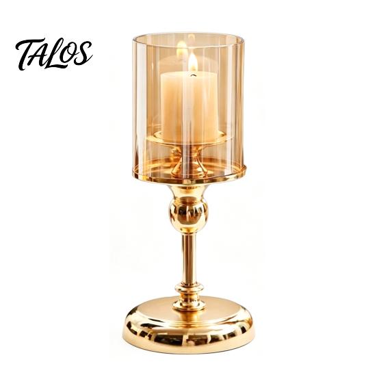 Talos Glas Kerzenhalter, Europäischer Stil Säulen Metall Hoher Kerzenständer für Kerzen und Teelichter, Romantische Tischmitte Hochzeit Party Heimdekoration