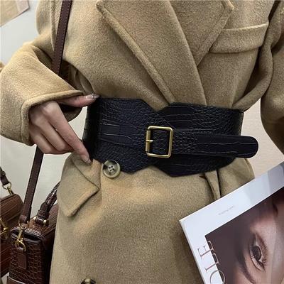 Sweater Wide Belt Women's Crocodile Pattern Elastic Fashionable Skirt Waist Seal Women's Coat Waist-closing Outer Belt
