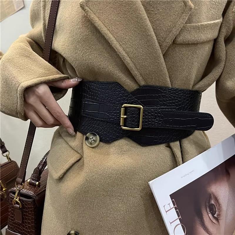 Sweater Wide Belt Women's Crocodile Pattern Elastic Fashionable Skirt Waist Seal Women's Coat Waist-closing Outer Belt
