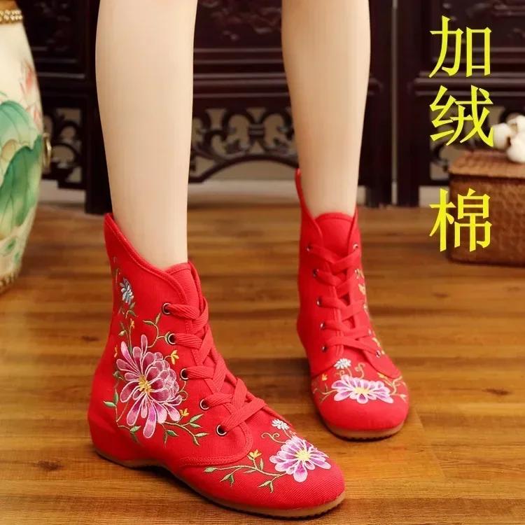 Fashion Ethnic Style Women Shoe Embroidery Shoes for Woman Casual Streetwear Sneaker Winter Warm Vintage Ladies Shoe Zapatillas De Mujer