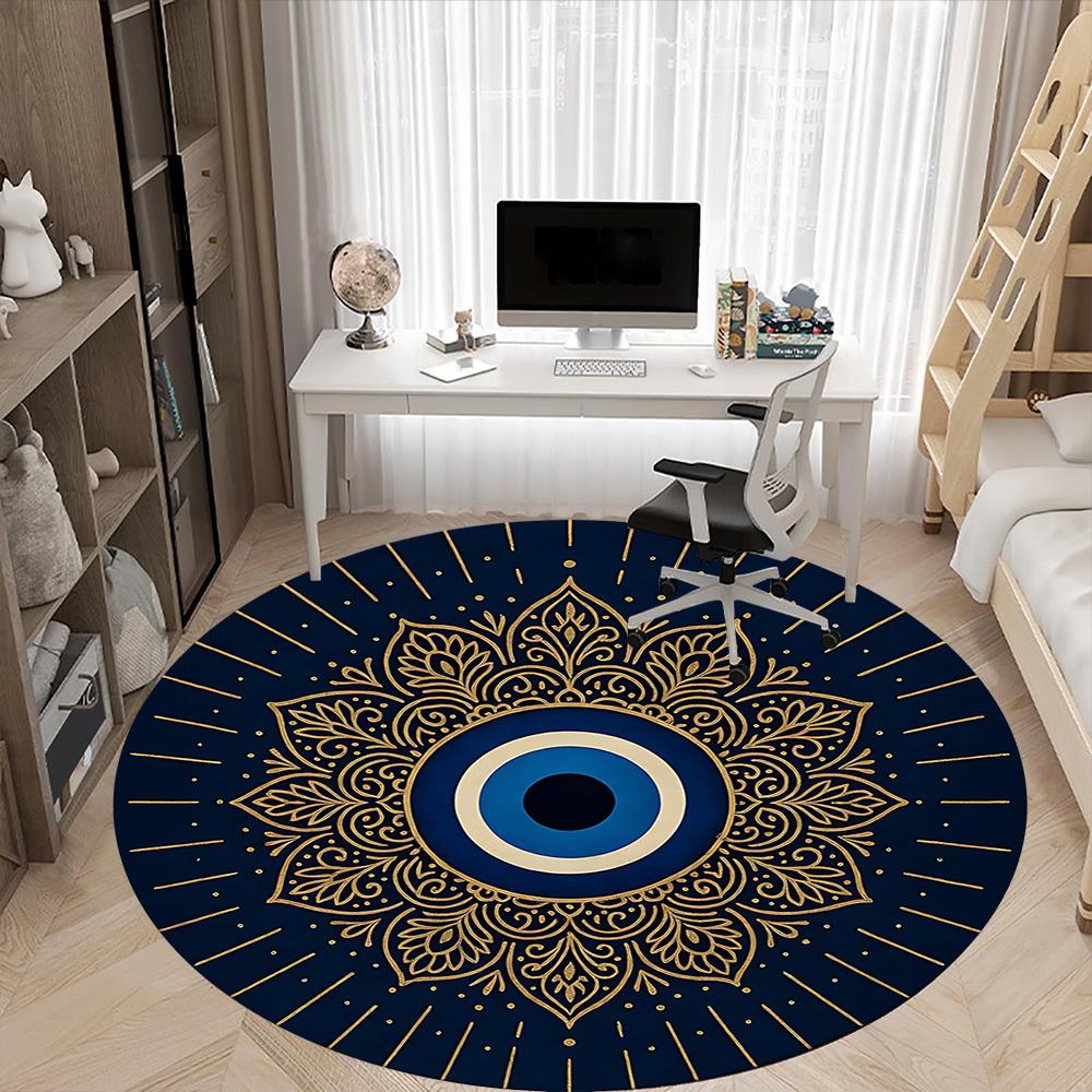 1pc Eagle Eye Mandala Office Round Area Rug, Indoor Mat Suitable For Office, Under Office Chairs Bedroom Living Room Home Decor, Room Deco