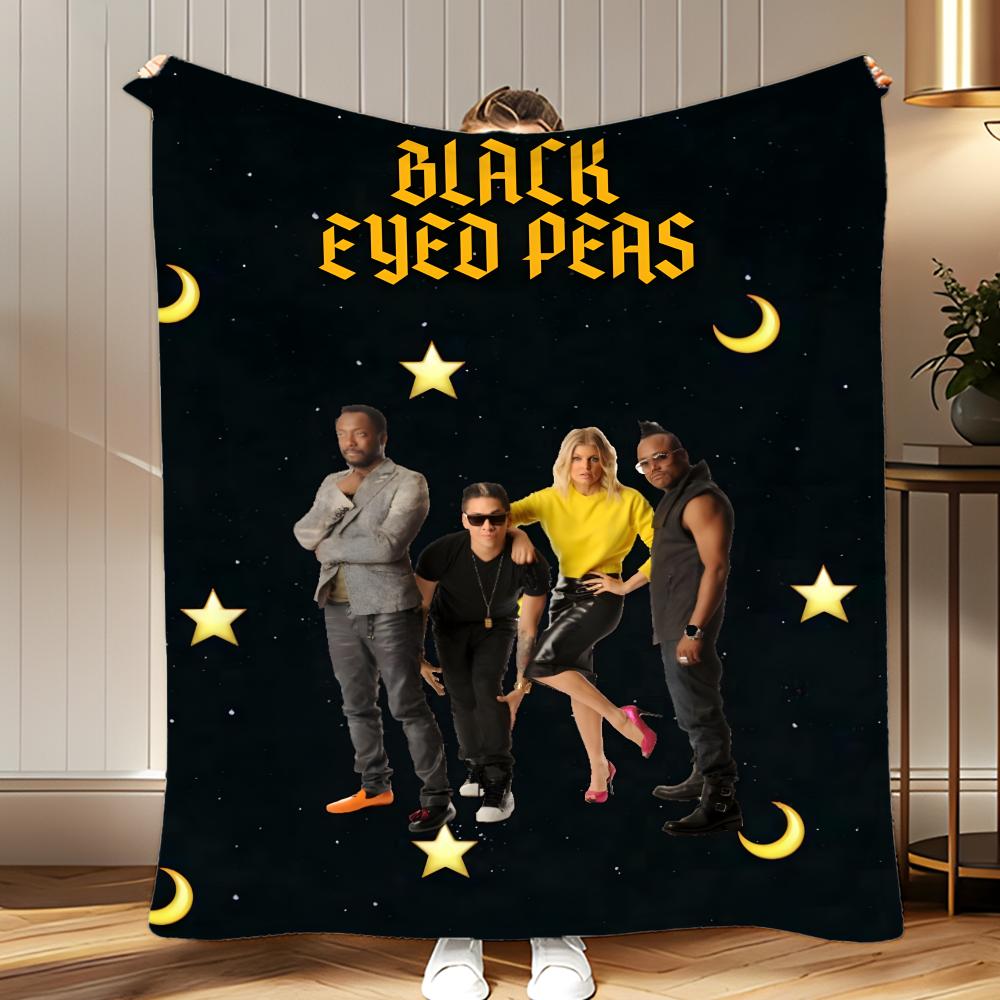 popular band Black Eyed Peas Throw Soft Coral Fleece Blanket 310gsm Fluffy Warm Throw for Sofa Bed Couch Bedroom Decor