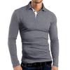 Polo de Manga Comprida com Lapela Masculino Roupa de Negócios para Homem Roupa de Golfe Masculina Camiseta Masculina
