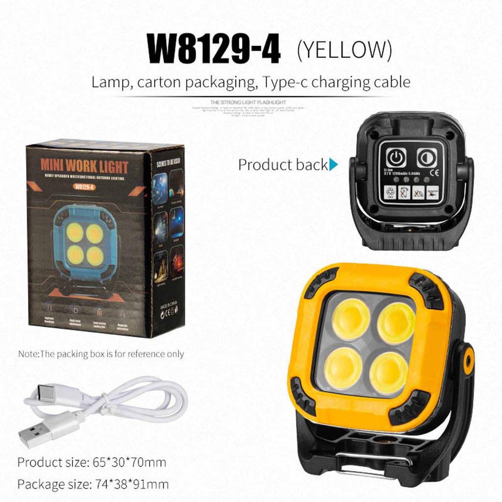 Portable Work Light with Adjustable Brightness Levels Rechargeable LED Mini Work Lamp USB Charging Compatible with Various Work Environments