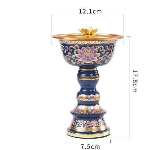 12.1x17.8cm Retro Nostalgic Zinc Alloy Butter Lamp for Home Offerings, Changming Lamp for Buddha Lamp Feng Shui  Buddhism