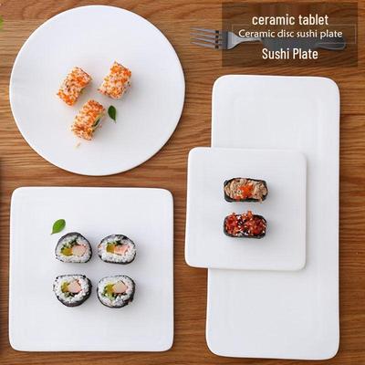 White Ceramic Rectangular Steak and Sushi Plate - Western & Japanese Fine Dining Tableware