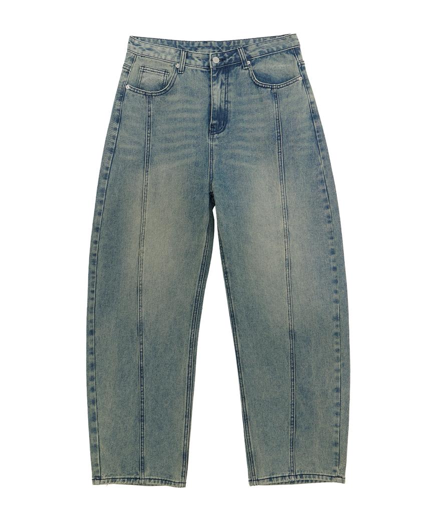 Akeusi Craft Centerline Over Balloon Fit Wide Denim Pants (Light Wash)