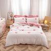 Pink Love Hearts Bedding Set Nordic Style Bed Linen with Pillowcases Home Textile Girls Breathable Duvet Cover King Queen Twin