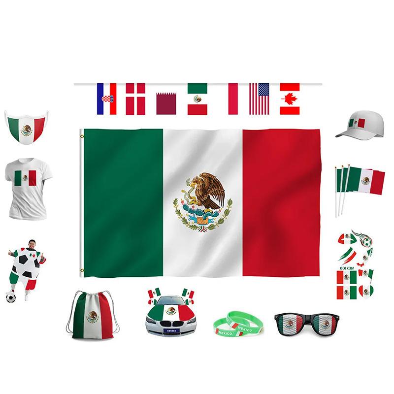 2026 US, Canada and Mexico World Cup Fan Party Supplies Set Mexico Flag Cover Cover Drawstring Bag