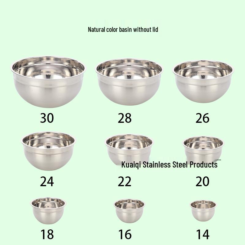 Thickened Stainless Steel Salad Bowl with Non-Slip Silicone Base