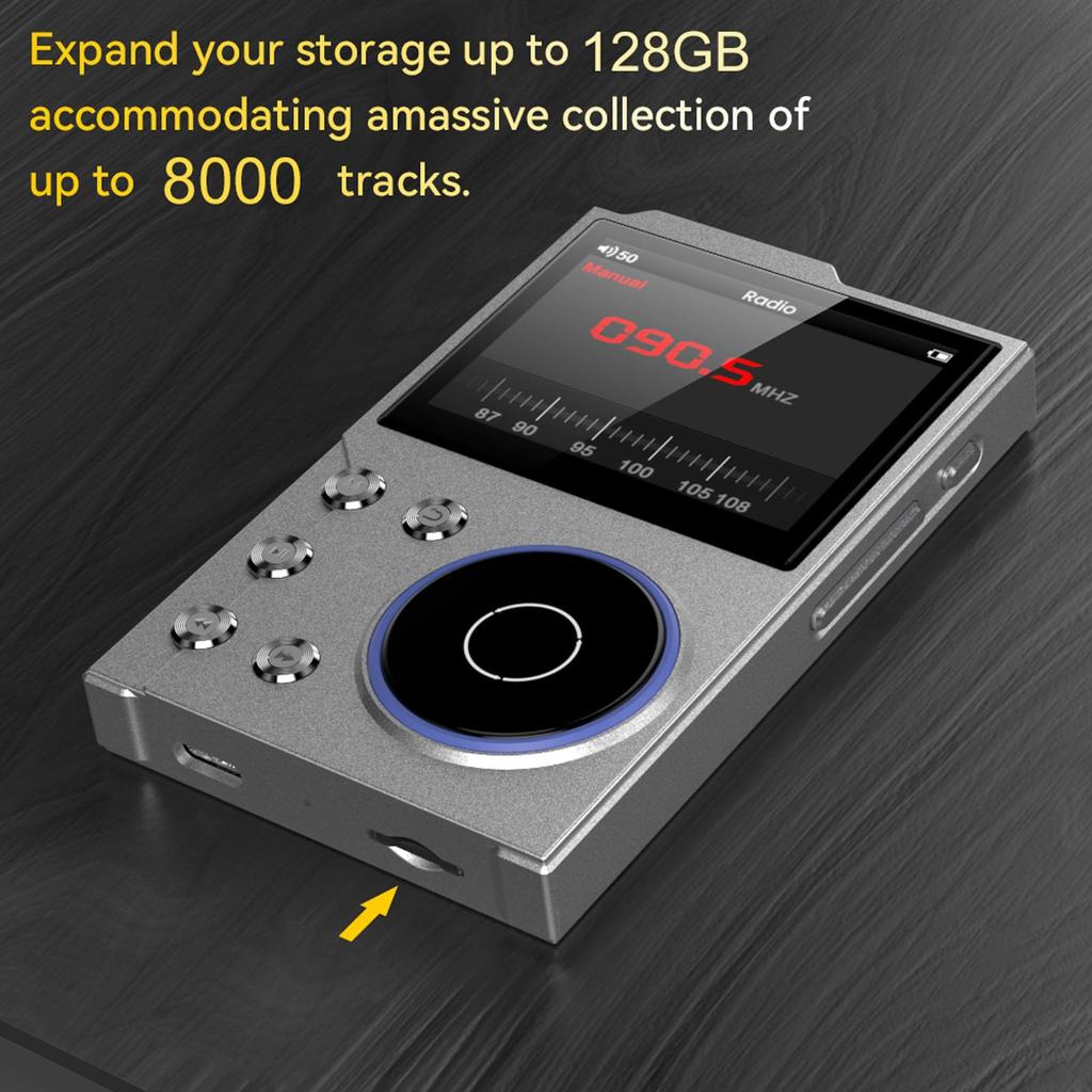 HiFi MP3 Player, Lossless DSD FLAC HD Music Player, with Bluetooth 5.3, 2.4-inch Screen Portable Digital Audio Player, 16GB Memory, Long Battery Life,