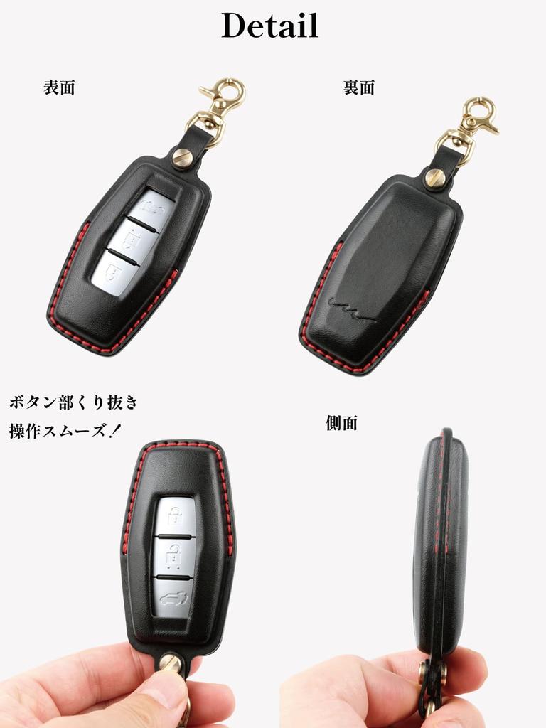 Usable Mitsubishi Key Genuine Italian Buttero for Mitsubishi Outlander PHEV GN0W and New Triton LC2T Case, Leather, Leather, Black,